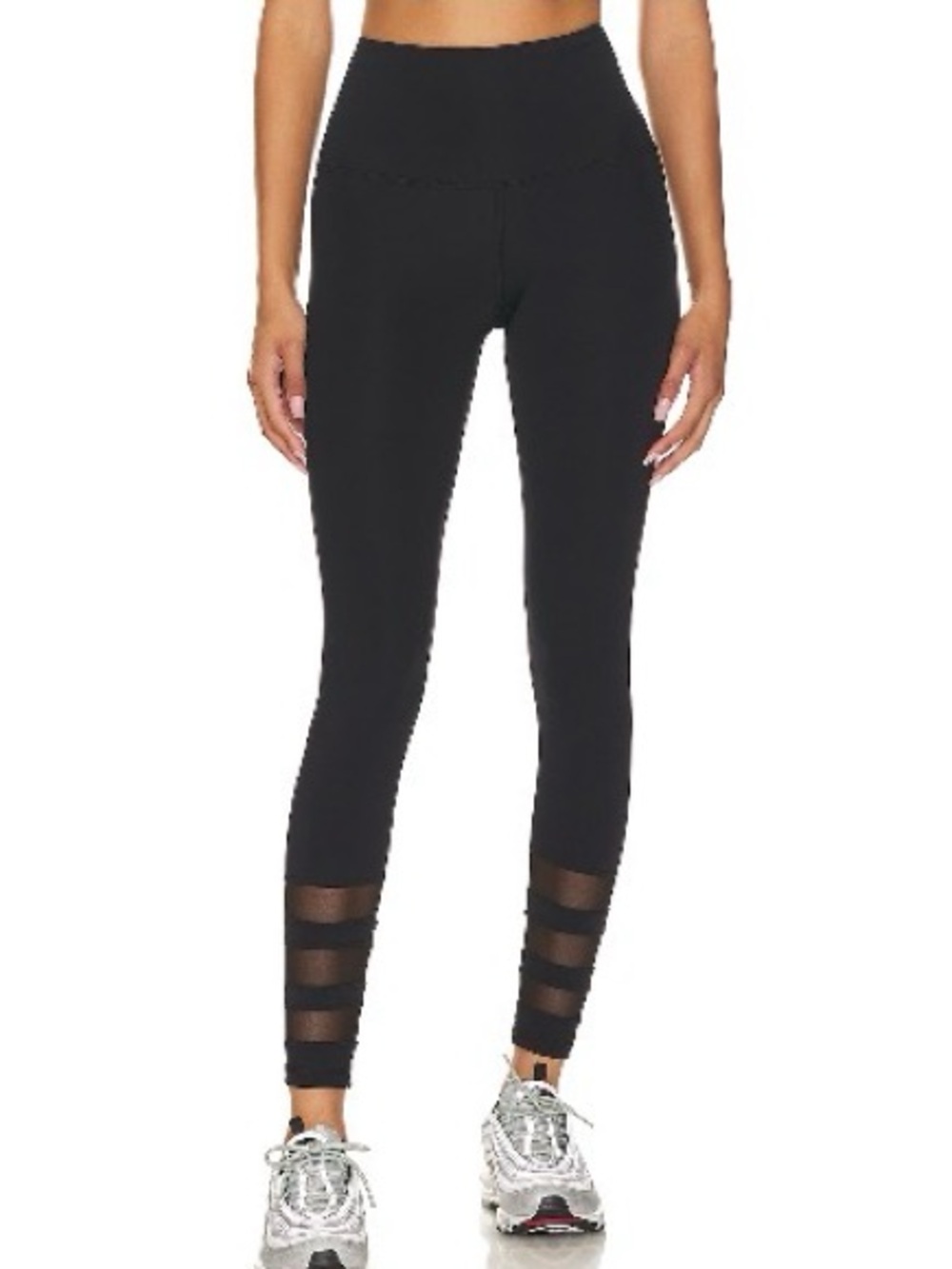 High-Waist Black Mesh-Detail Leggings - Women